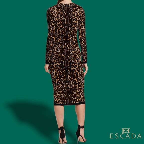 ESCADA **NWT** Delotta Cheetah Print Midi Dress In Fantasy - Picture 5 of 11